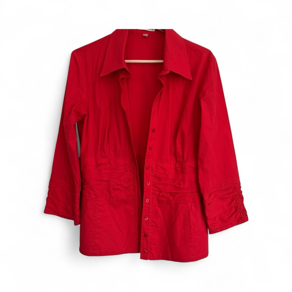 Finley Vibrant Red Women's Blazer size M slimming cinched waist